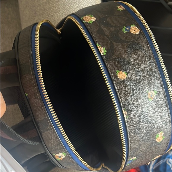 Coach Black Backpack with Floral Accents